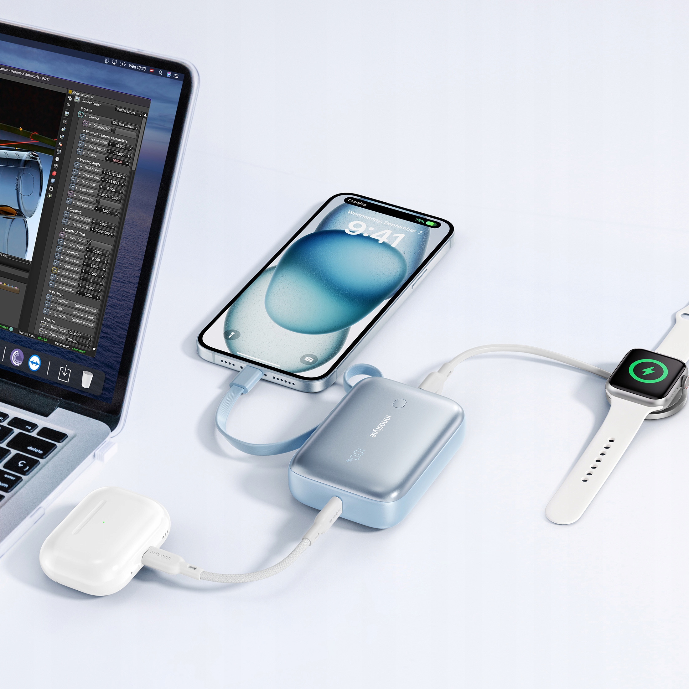 INNOSTYLE POWERGO MINI POWERBANK 10000MAH 3X USB USB-C 22,5W Z KABLEM USB-C Pojemność akumulatora 10000 mAh