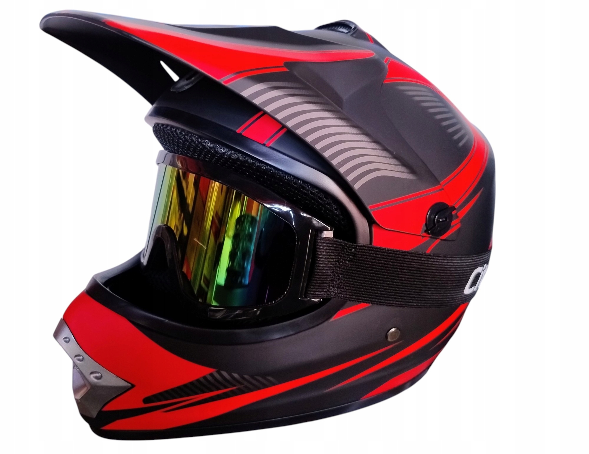 Detská prilba Cross+Okuliare Enduro Štvorkolka Atv Bmx Cross Kolobežka Xs 51-52 cm