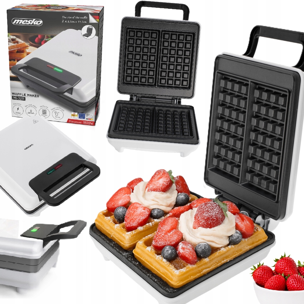 Vaflovač Mesko MS3091 1800W, funkční, na 2 vafle, bílý