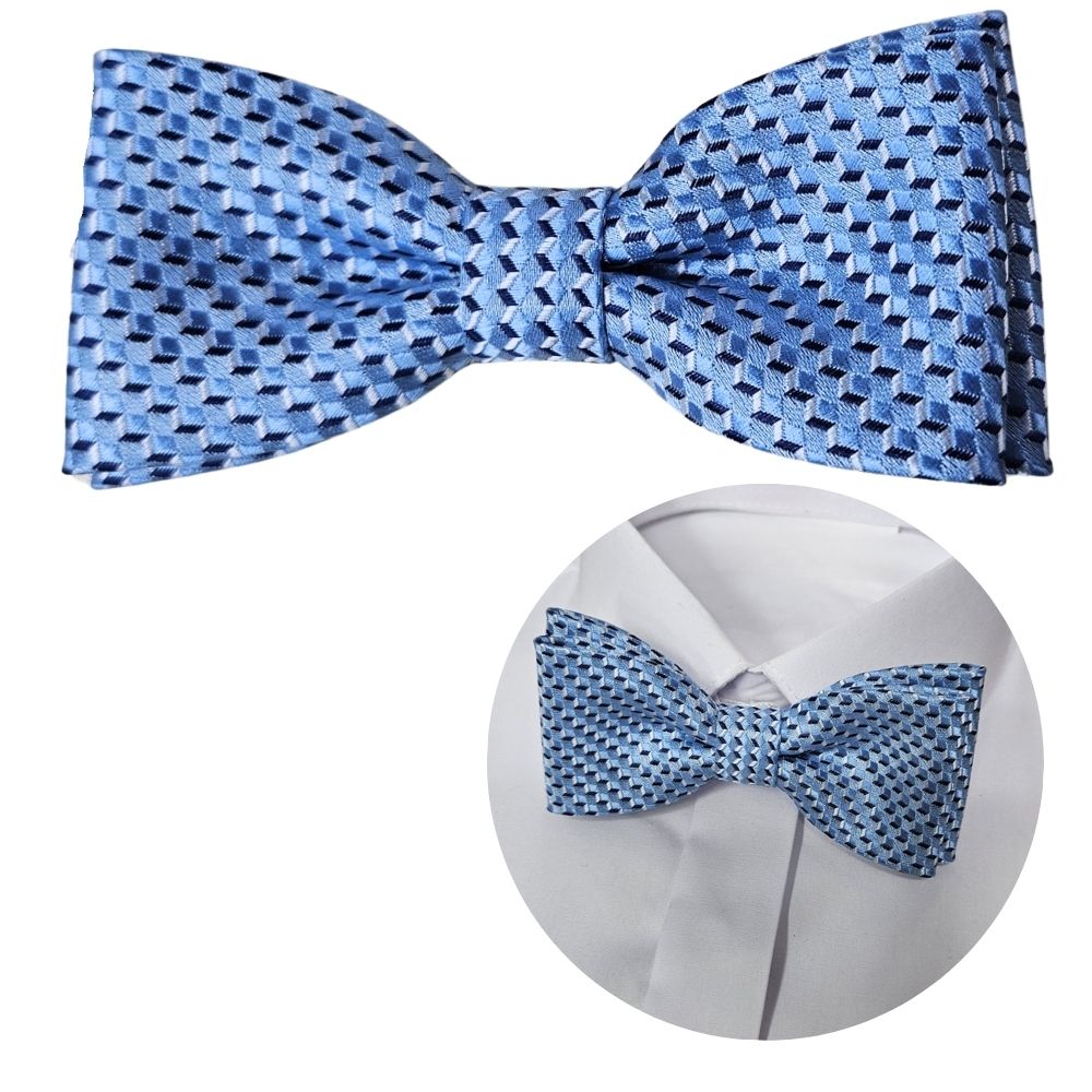 СИНИЙ ЯРКИЙ ДВУХСЛОЙНЫЙ ГАЛСТУК-БАБОЧКА С РИСУНКОМ ДЛЯ МАЛЬЧИКОВ