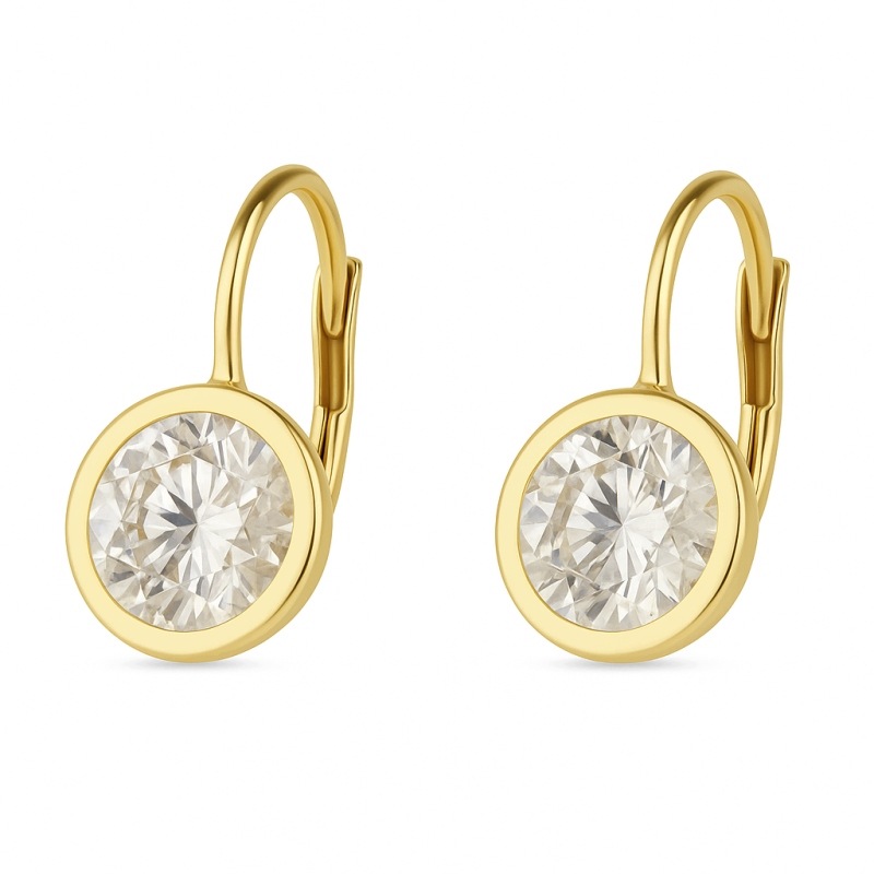 Náušnice zlaté 585 s bílou zirkonií 8 mm elegantní bižuterie pro ženy