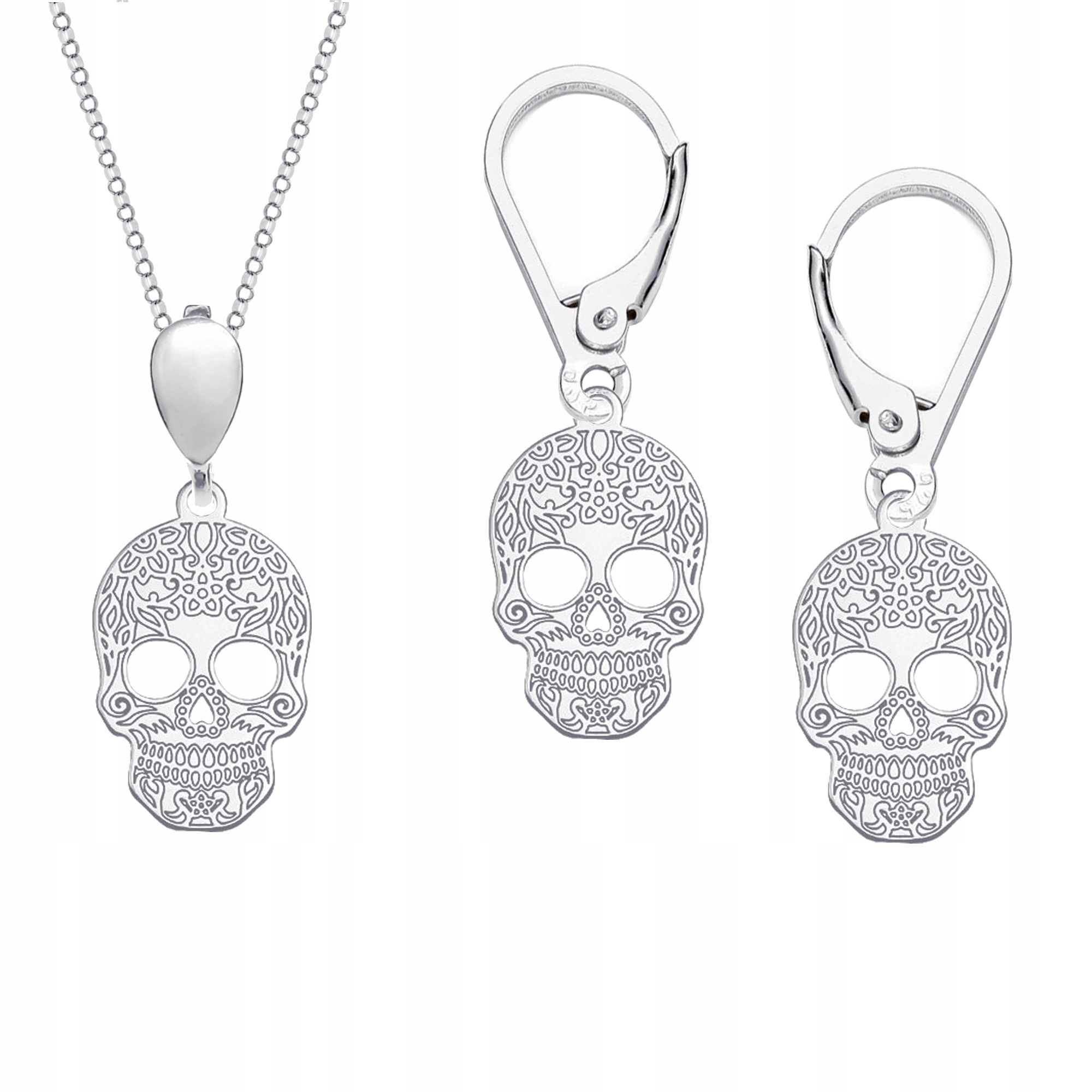 Sada stříbrných šperků Lebka Cukrová Mexická Stříbro 925