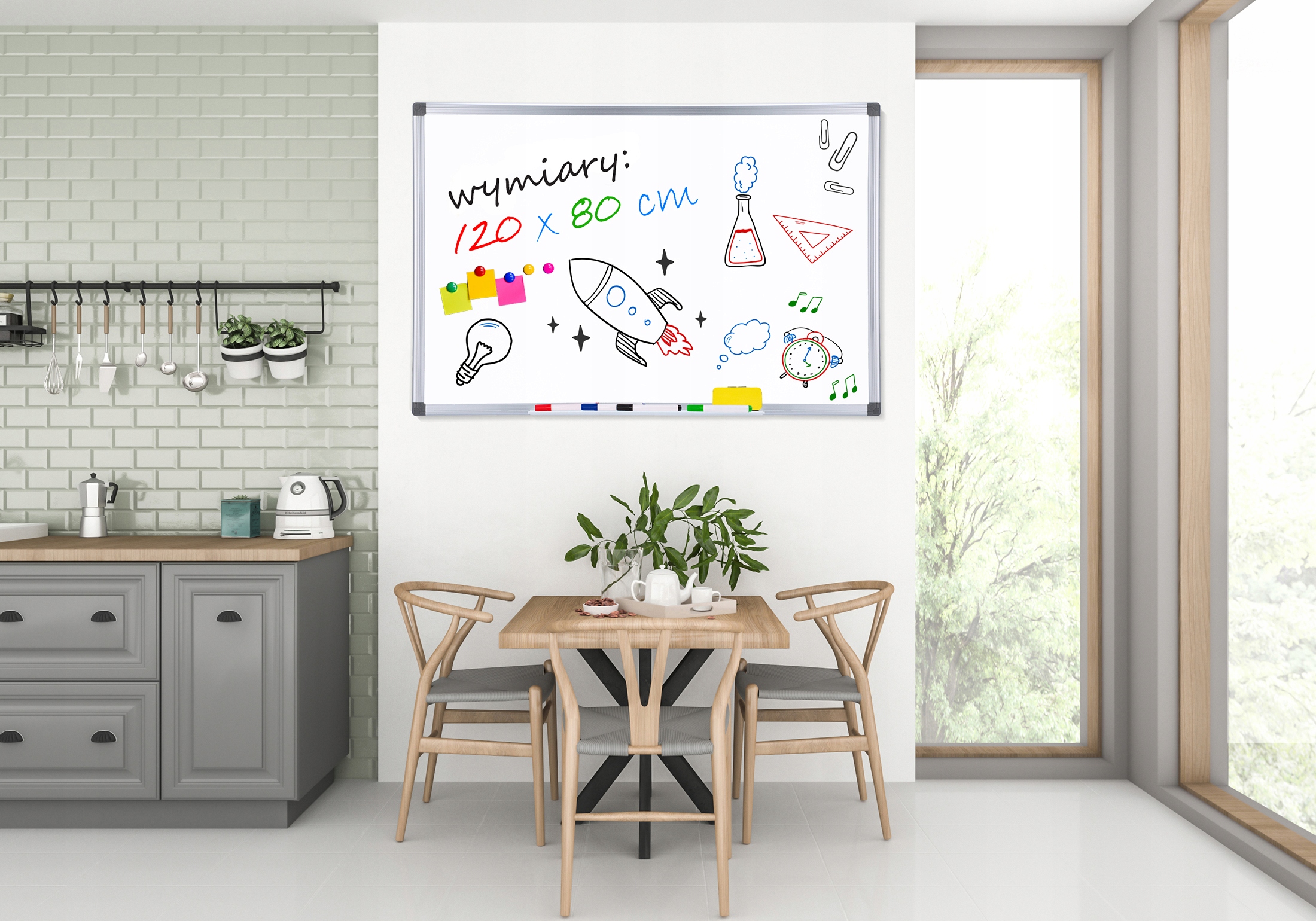 TABLICA MAGNETYCZNA 120x80 SUCHOŚCIERALNA BIAŁA + magnesy markery gąbka Kod producenta CD-265479