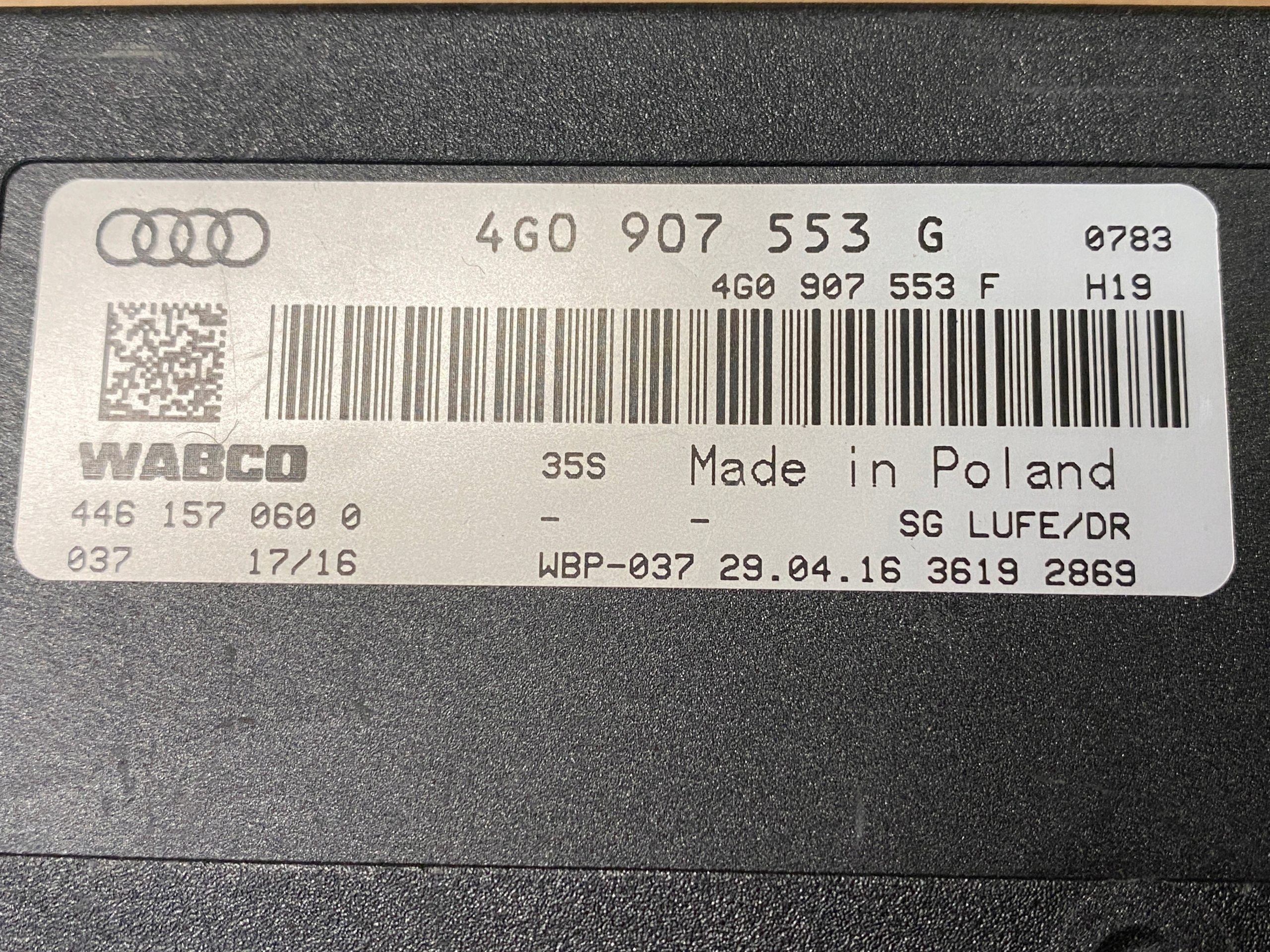 AUDI A6 A7 A8 control unit springing 4G0907553G