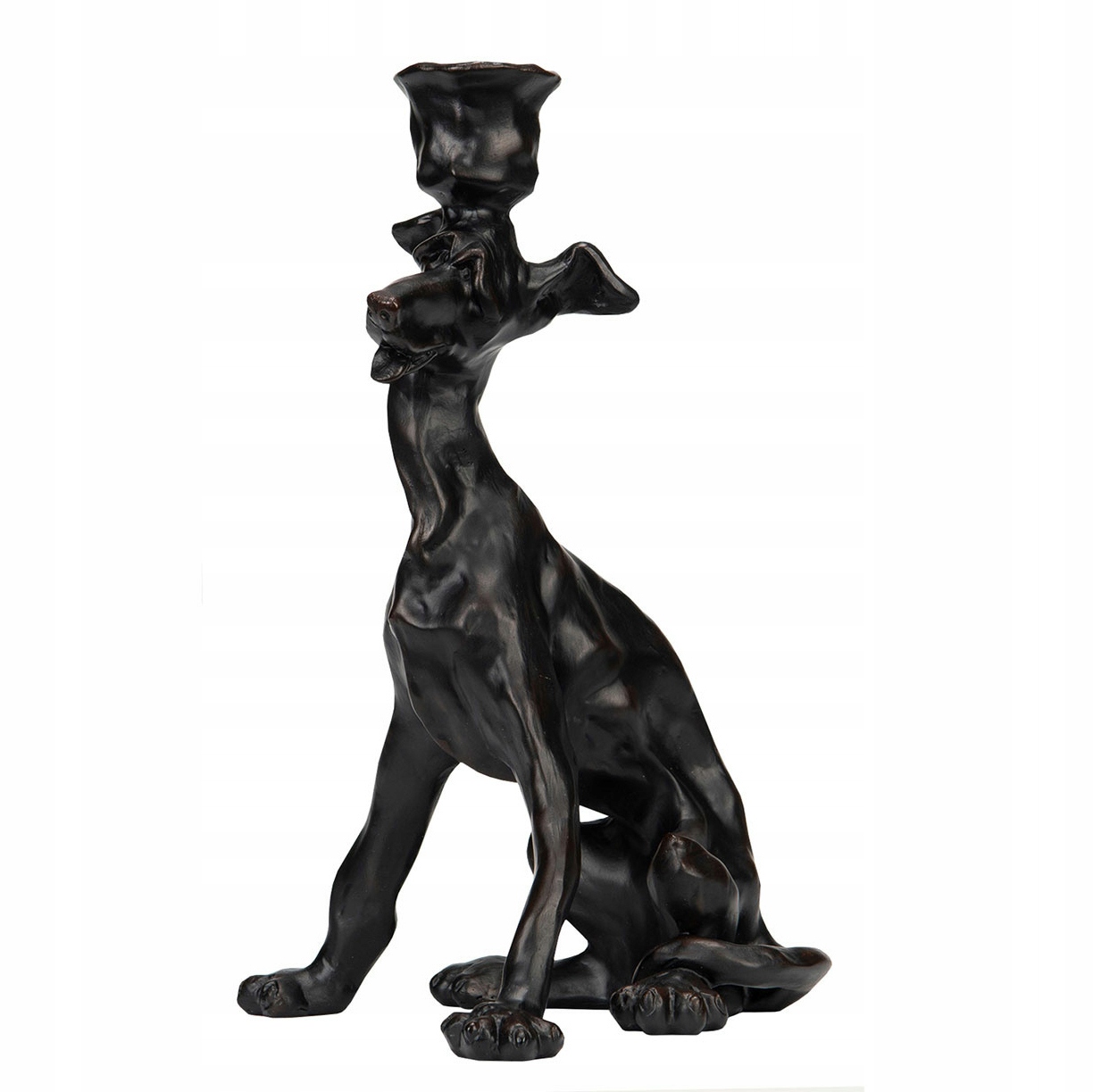 Figurka Pes svícen Černý Mat výška 25 cm