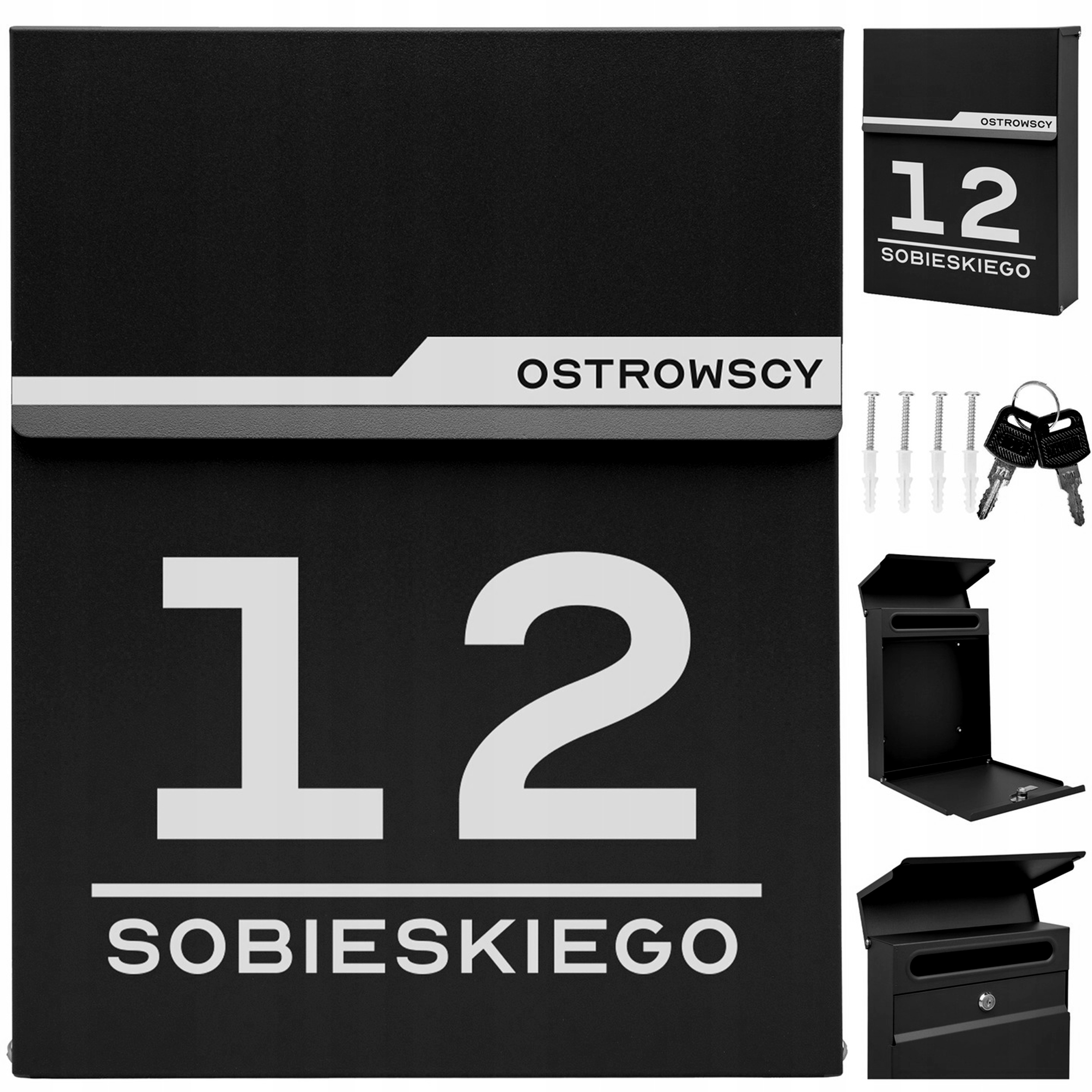 Černá Poštovní Schránka S Adresou Číslo Domu, Personalizovaná