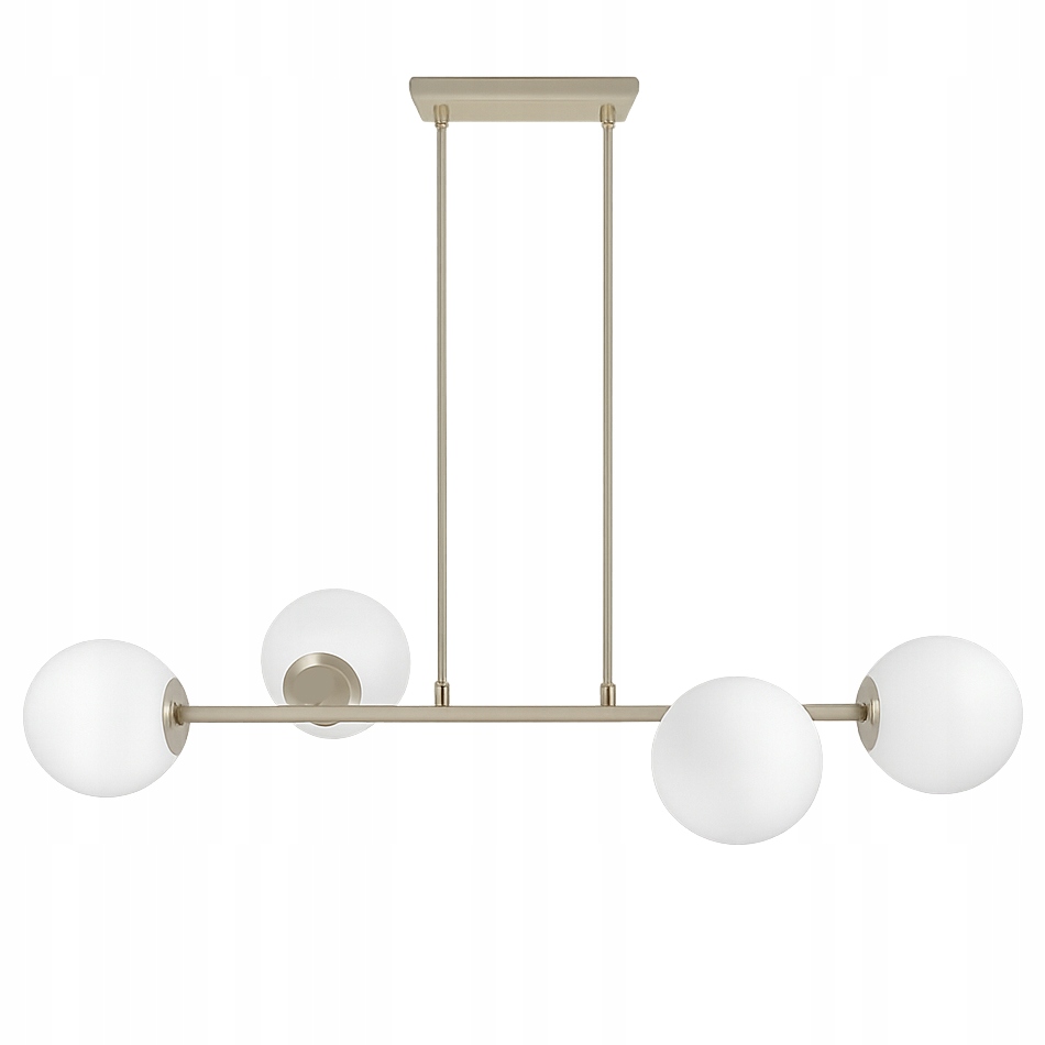 Lampa Wisząca Sufitowa Ecru Beż Kaszmir Żyrandol Białe Kule 4x Led E27