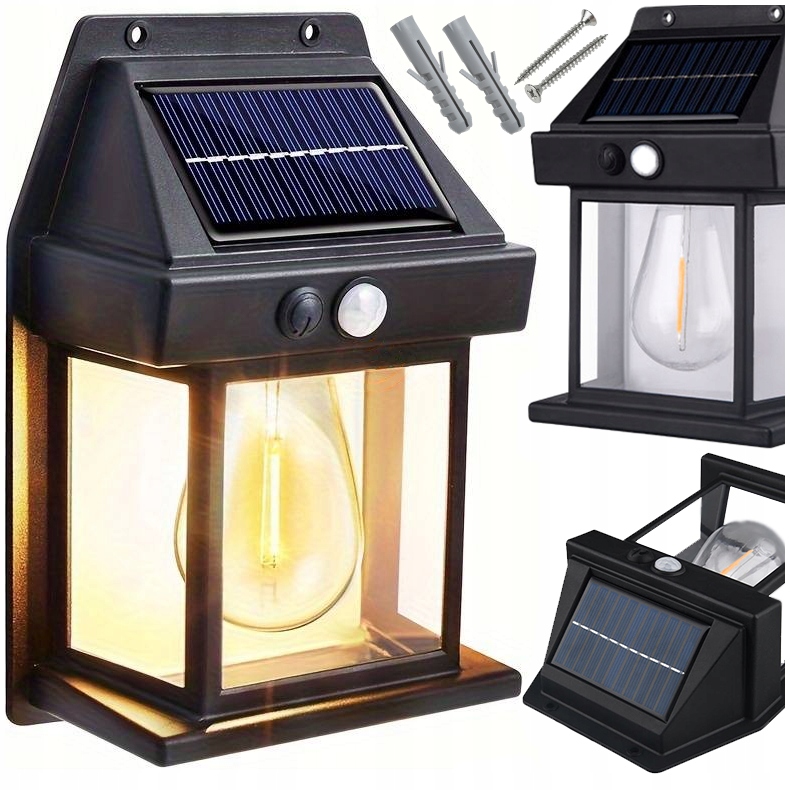 LAMPA SOLARNA KINKIET ŻARÓWKA LED ELEWACYJNA ŚCIENNA OGRODOWA ZEWNĘTRZNA
