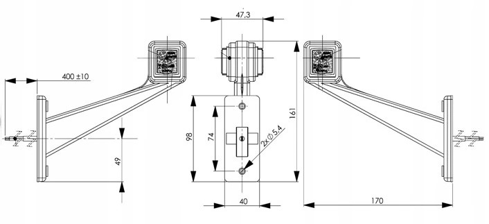 LAMPA OBRYSOWA LED OBRYSÓWKA BIAŁO CZERWONA LAWETA Kolor biały czerwony