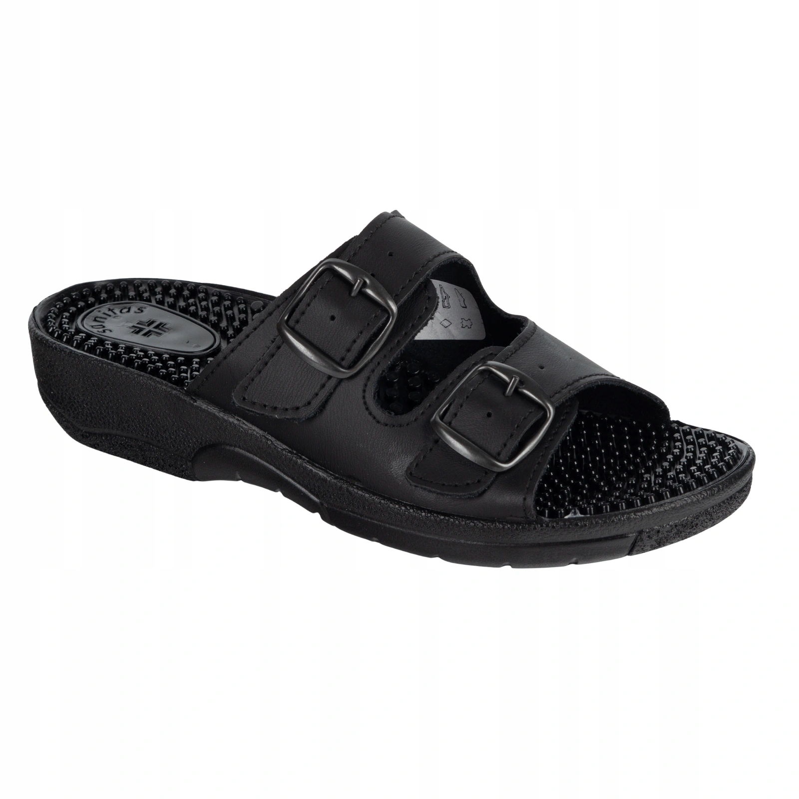 Damskie klapki anatomiczne fakirki masujące z kolcami Nadia czarne 41