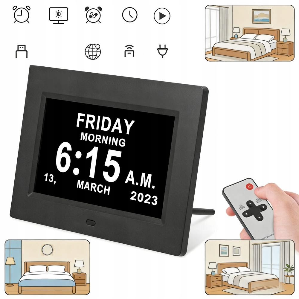 Digitální budík s automatickou regulací jasu a tichým LCD displejem