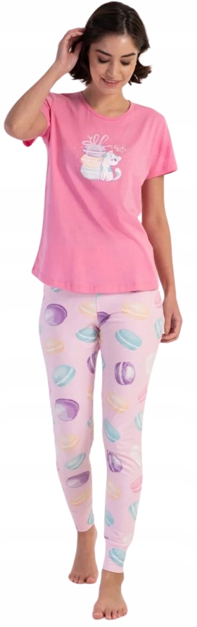 Sladké Růžové Pyžamo Kočička Sladkosti Makronky Sušenky L