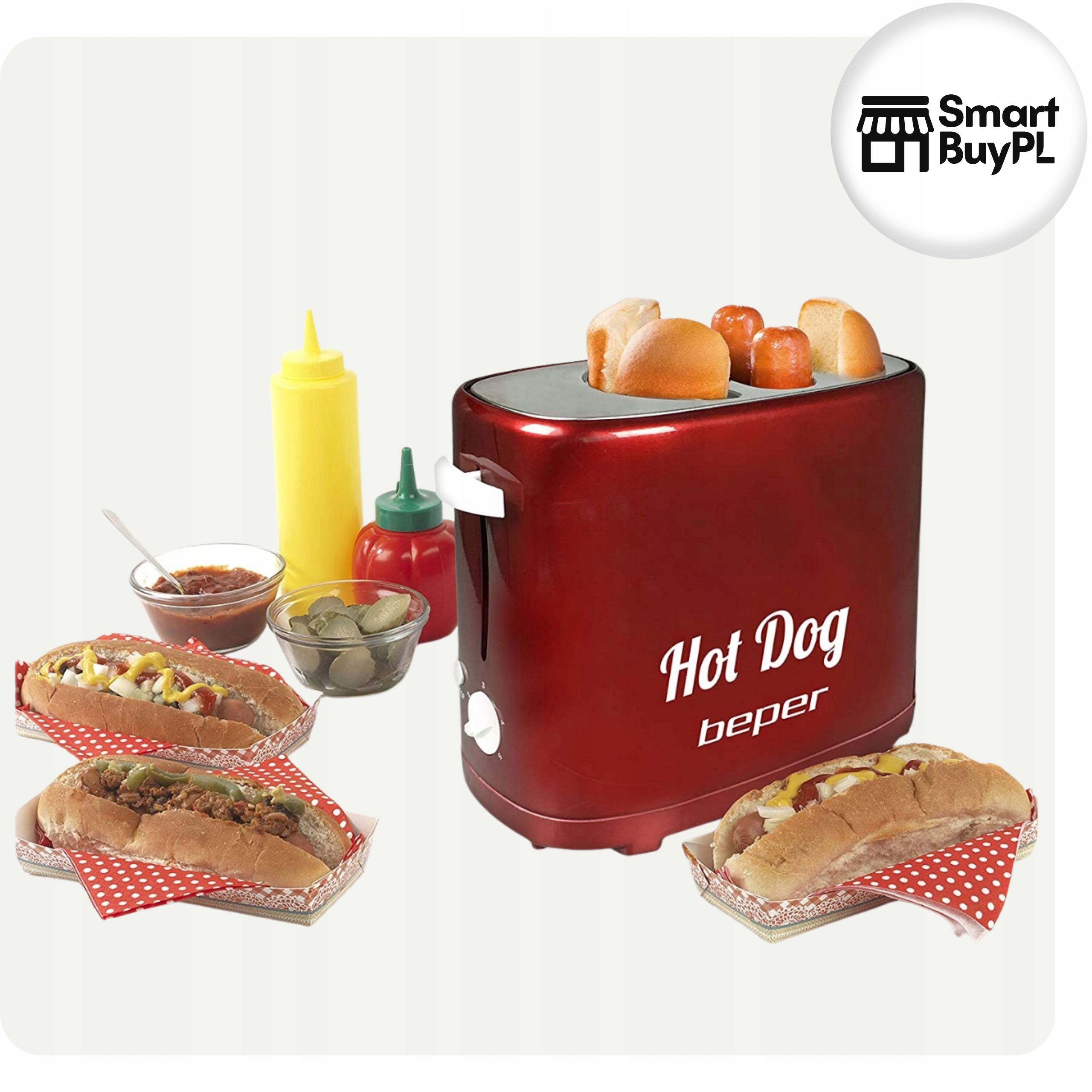 Urządzenie do Hot Dogów Beper 750 W czerwony RETRO Regulacja Temperatury Marka Beper