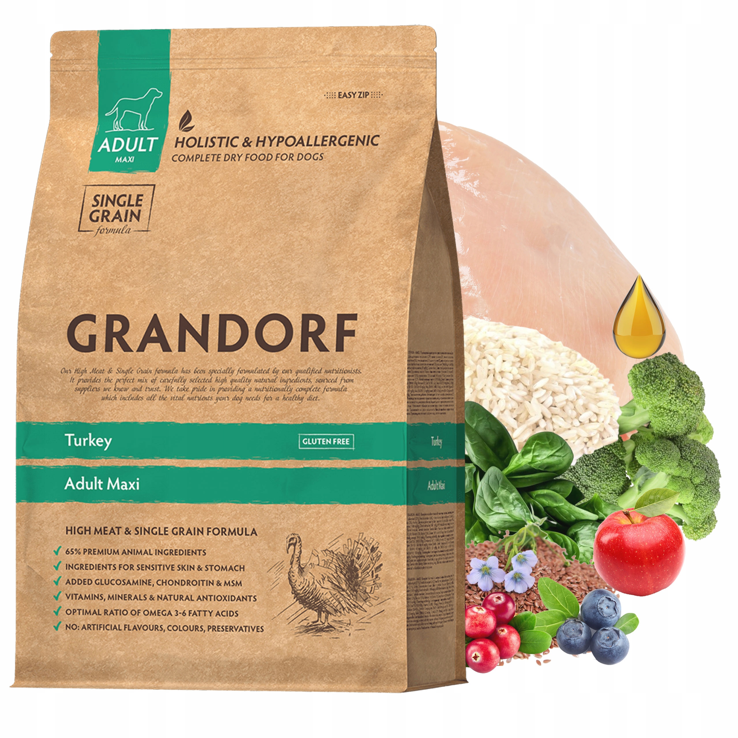 Levně Grandorf Dog Maxi Adult krmivo pro psy Krůta 3 kg
