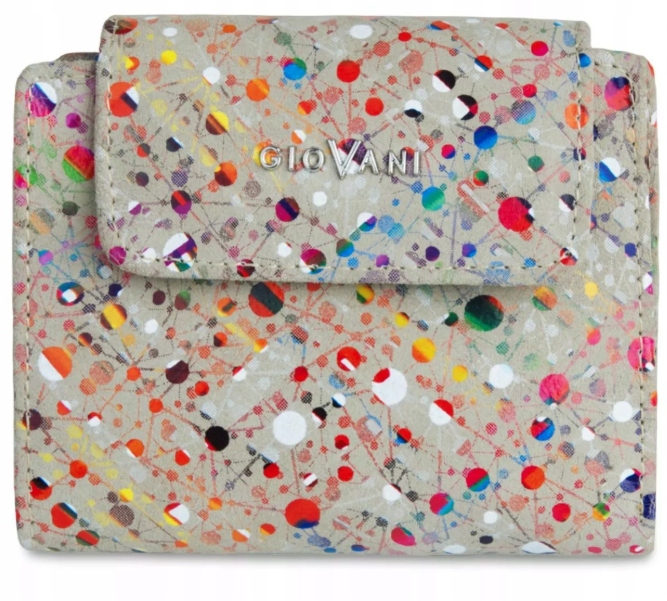 Dámská kožená béžová peněženka Silvia Giovani Rfid s puntíky Béžová