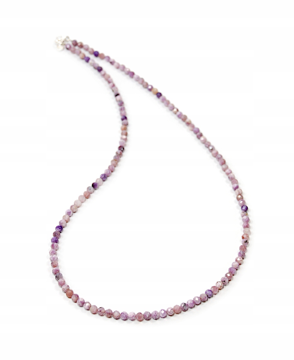 Přírodní náhrdelník Čaroit, fazetované kuličky 3 mm z čaroitů stříbro 925