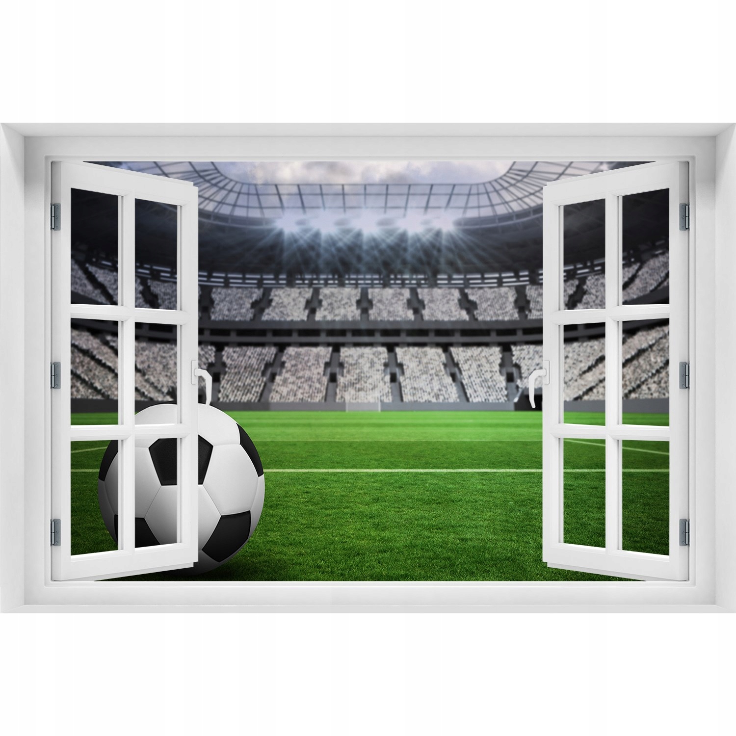 

Naklejka na ścianę 3D Okno Piłka na stadionie