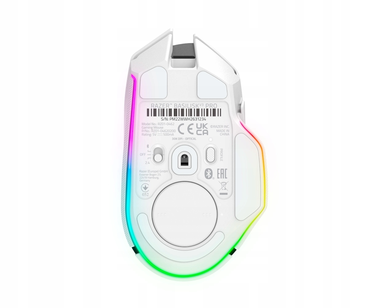RAZER Mysz Gamingowa Basilisk V3 Pro Bezprzewodowa, Biała — 9
