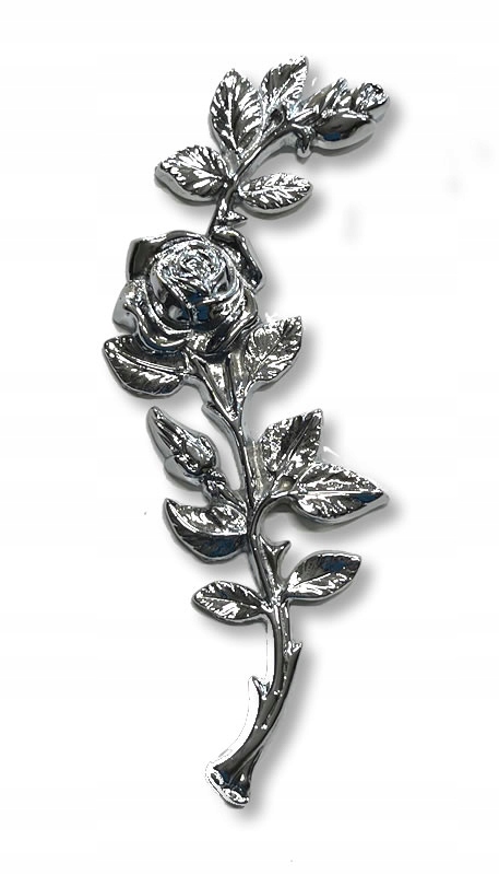 Růže větvička mosaz výška 21 cm, chromovaný mosazný odlitek