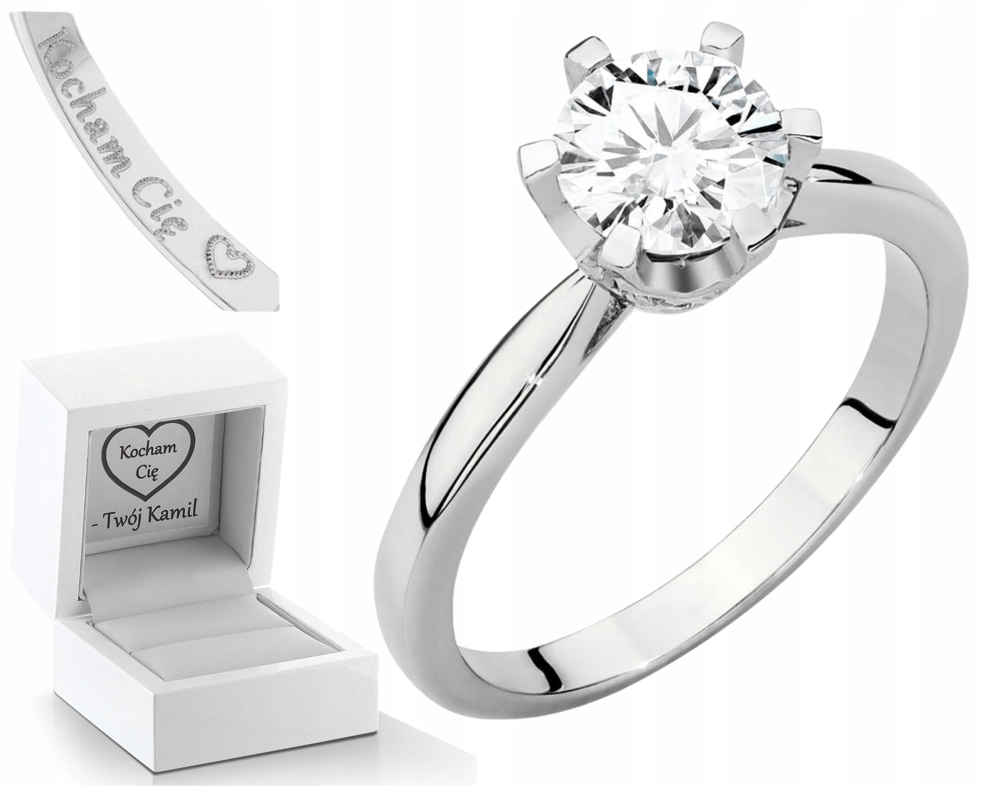 Bílý Zlatý Prstýnek S Diamantem Laboratoriál 1,00 KArát 585 Zlatý Dárek