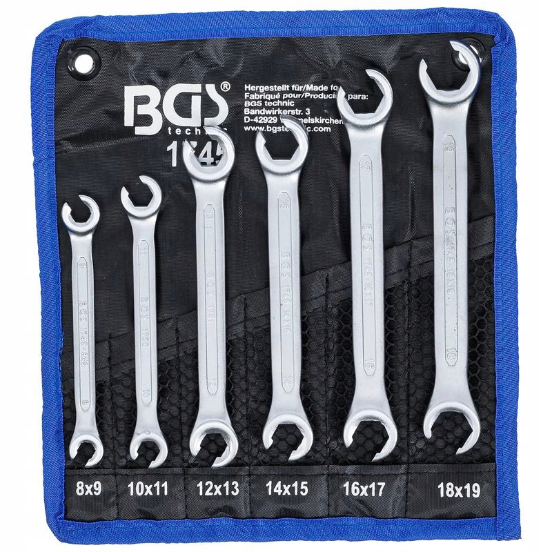 Sada otevřených oboustranných očkových klíčů 8 x 9-18 x 19 mm 6 ks, Bgs