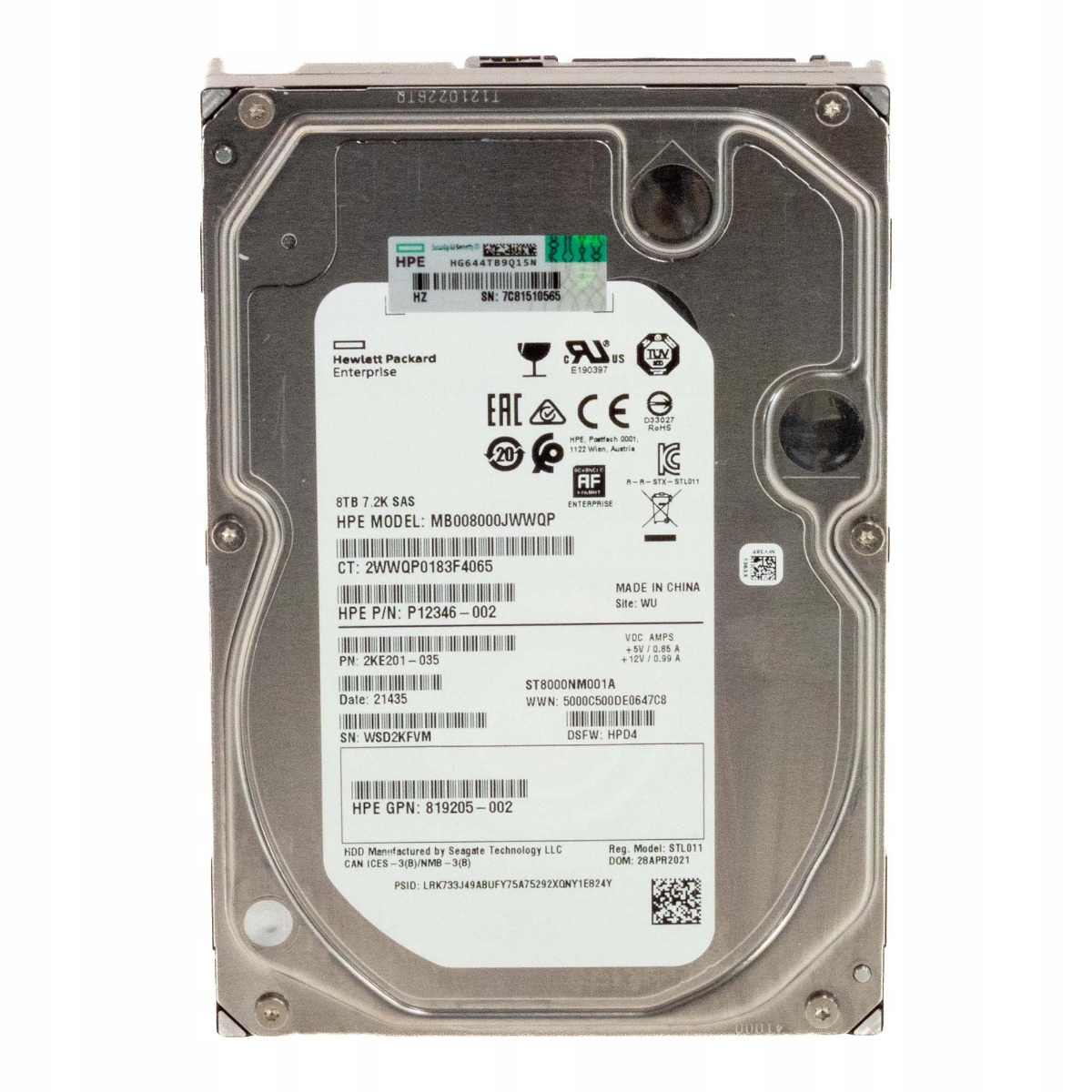 Hp P12346-002 8TB 7.2K 256MB SAS-3 3.5'' MB008000JWWQP