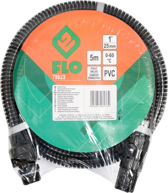 WĄŻ SSĄCY Z ZAWOREM I SITKIEM DO POMP 5m 1'' FLO 79823 HYDROFORÓW Z KOSZEM Rodzaj pompy zestaw hydroforowy