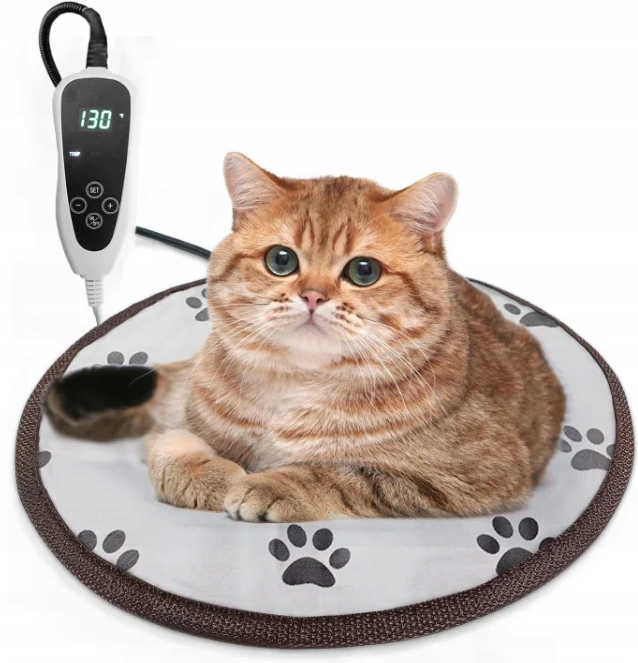 Levně Kulatá vyhřívací podložka pro kočky voděodolná s termostatem 40 cm