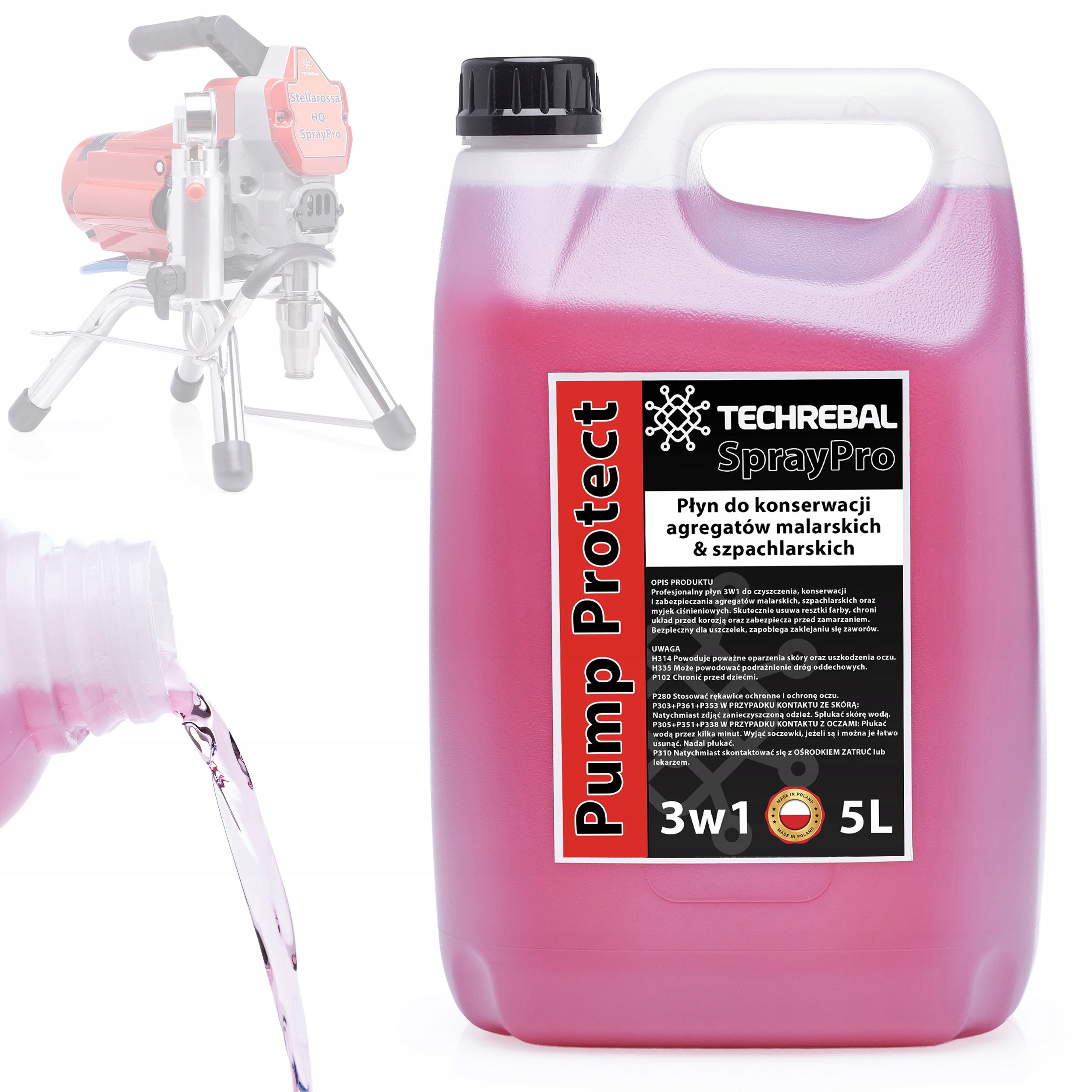 Płyn do agregatu malarskiego szpachlarskiego czyszczący 5L 3w1 konserwujący