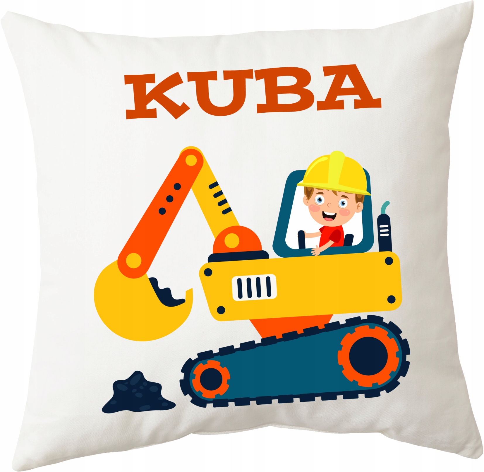 Poduszka do przedszkola chłopiec KOPARKA 40x40cm + IMIĘ