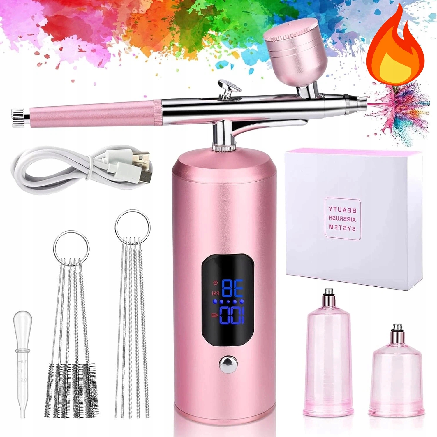 0,3 mm Aerograf manikúra kovové pouzdro Usb bezdrátové barvivo