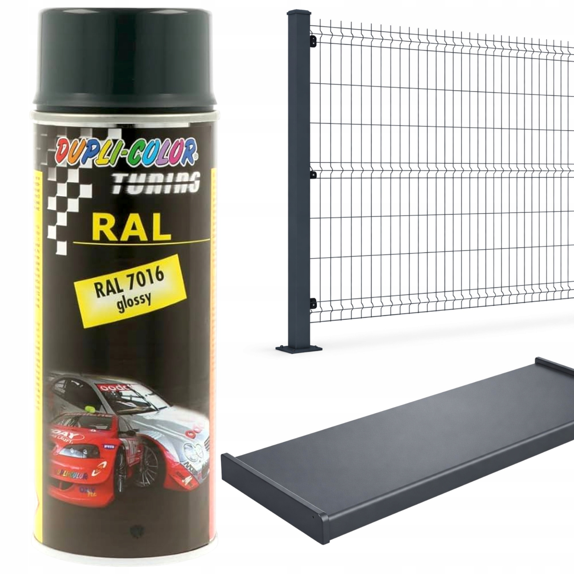 Lakier Spray Ral 7016 Szary Antracyt Połysk 400ML na Ogrodzenie, Parapety