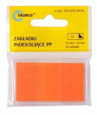 

Zakładki indeksujące 25 mm x 43 mm foliowe pomarań