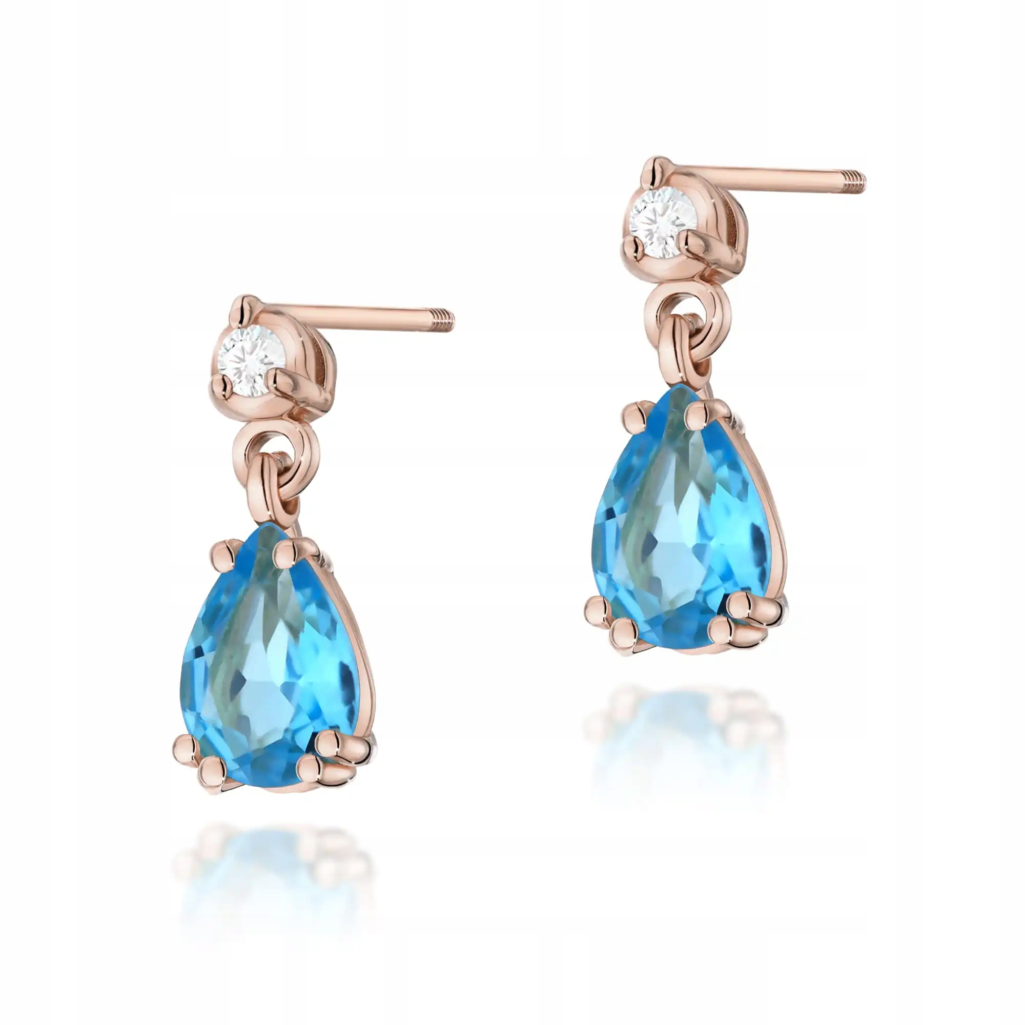 Zlaté náušnice 585 topaz růžové zlato módní vzor ideální jako dárek 14kt