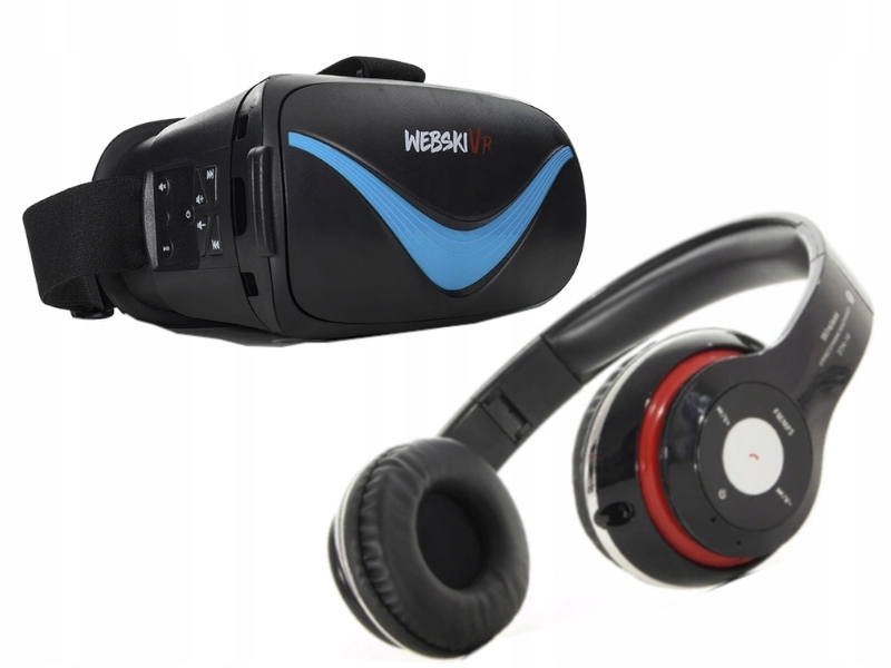 ZESTAW GOGLE OKULARY VR 3D DO TELEFONU +SŁUCHAWKI