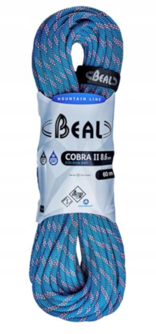 Dynamické lano Cobra Unicore 8,6 mm x 60 m Golden Dry Blue Beal
