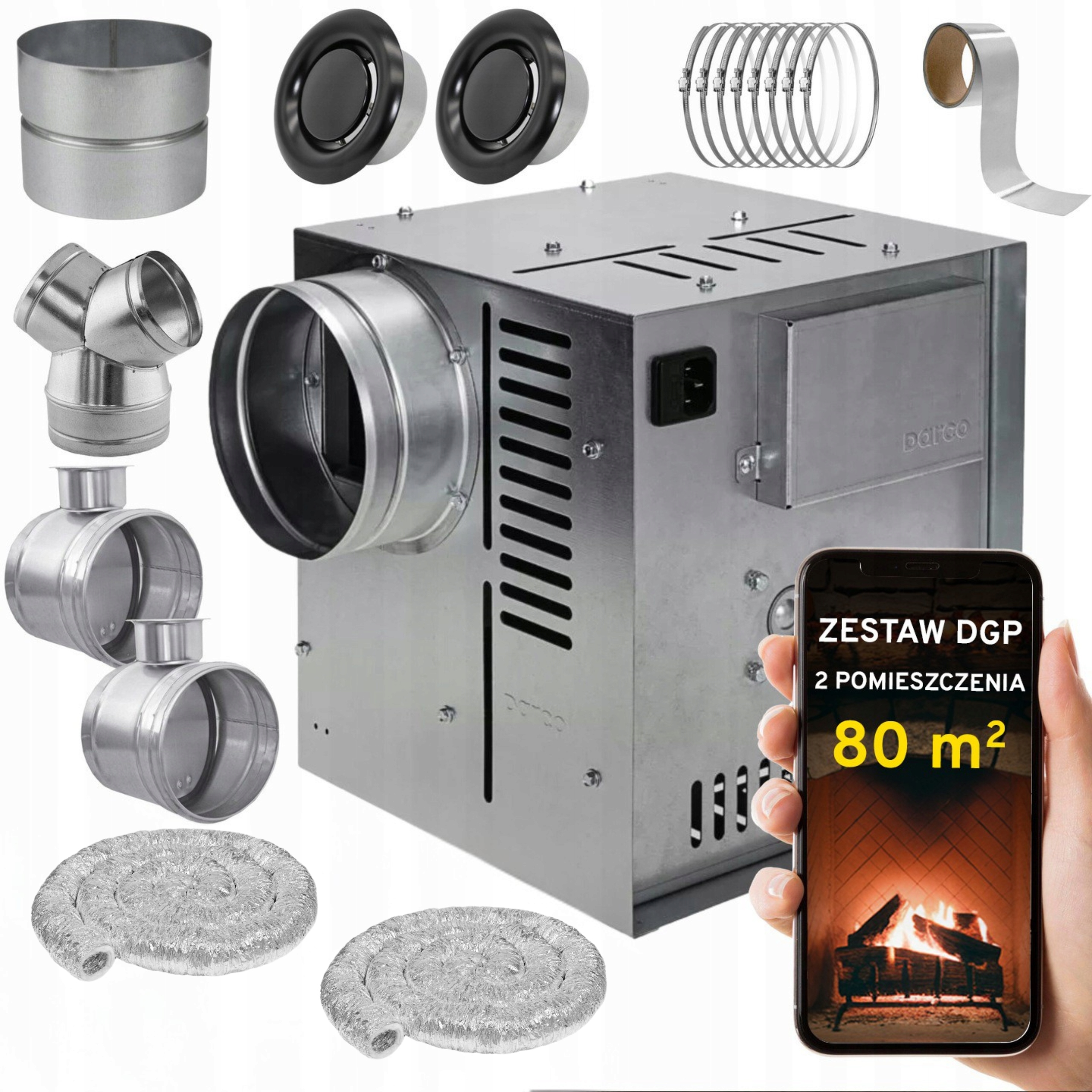 Komínová Turbína Ventilátor Komínový Set Dgp 2 miestnosti 80 m2