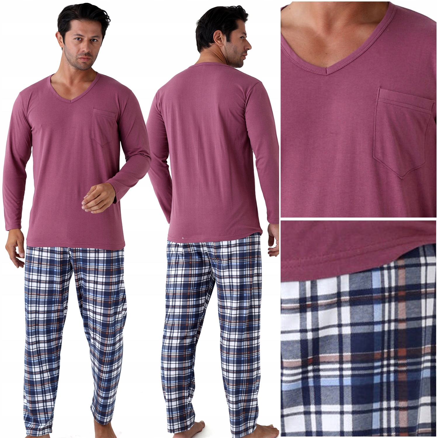 Pánské pyžamo Komplet na zimu s dlouhým rukávem 100% Bavlna XL