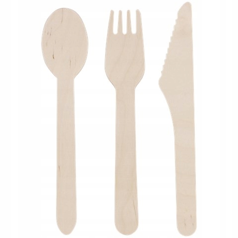 SZTUĆCE DREWNIANE JEDNORAZOWE WIDELEC NÓŻ ŁYŻKA 24