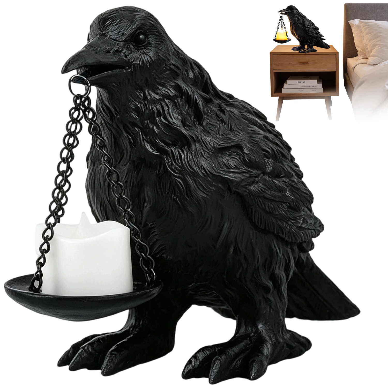Gothic Raven Candle Holder – Jedinečná Halloweenská Dekorace