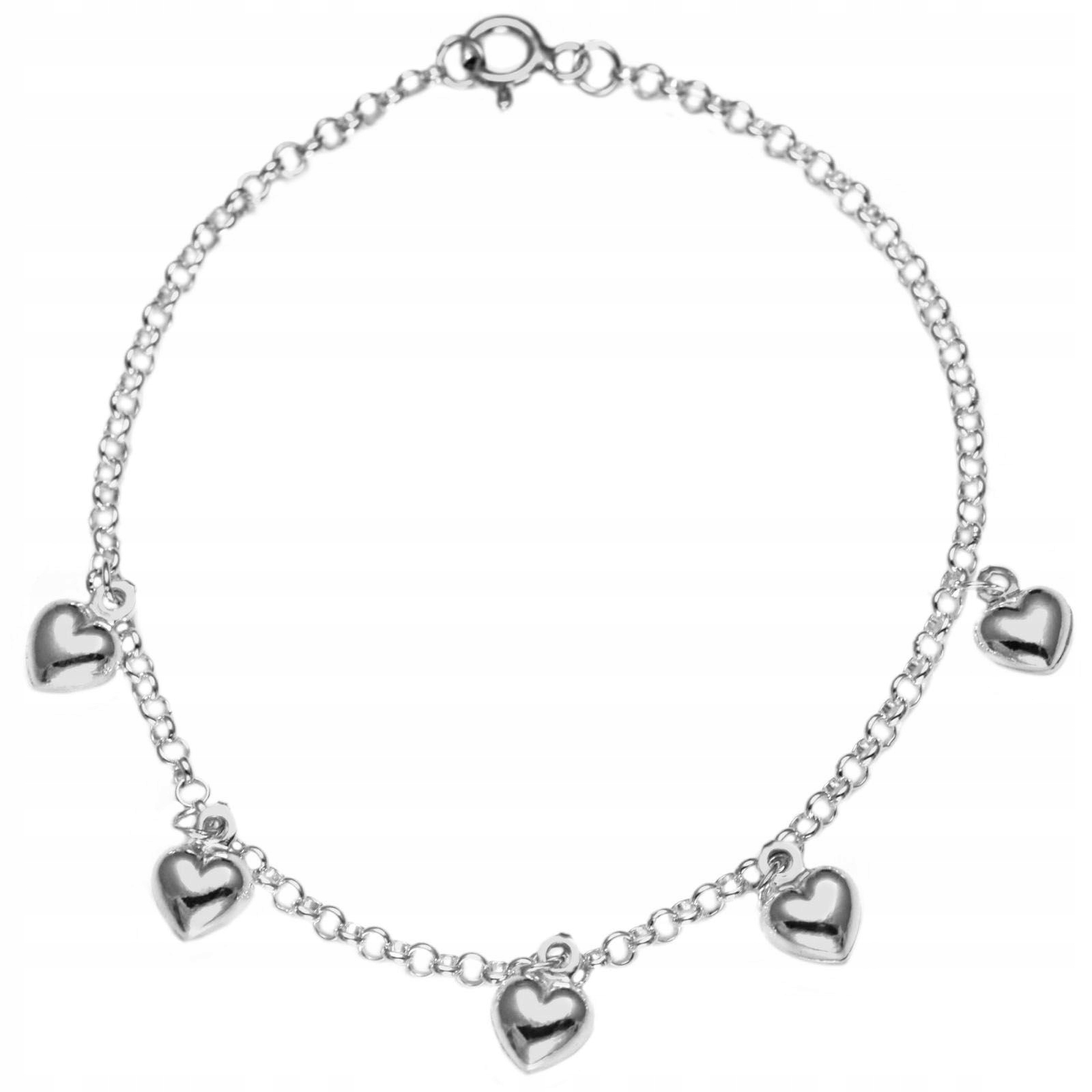 

Bransoletka 5x Serca 18cm srebro pr. 925