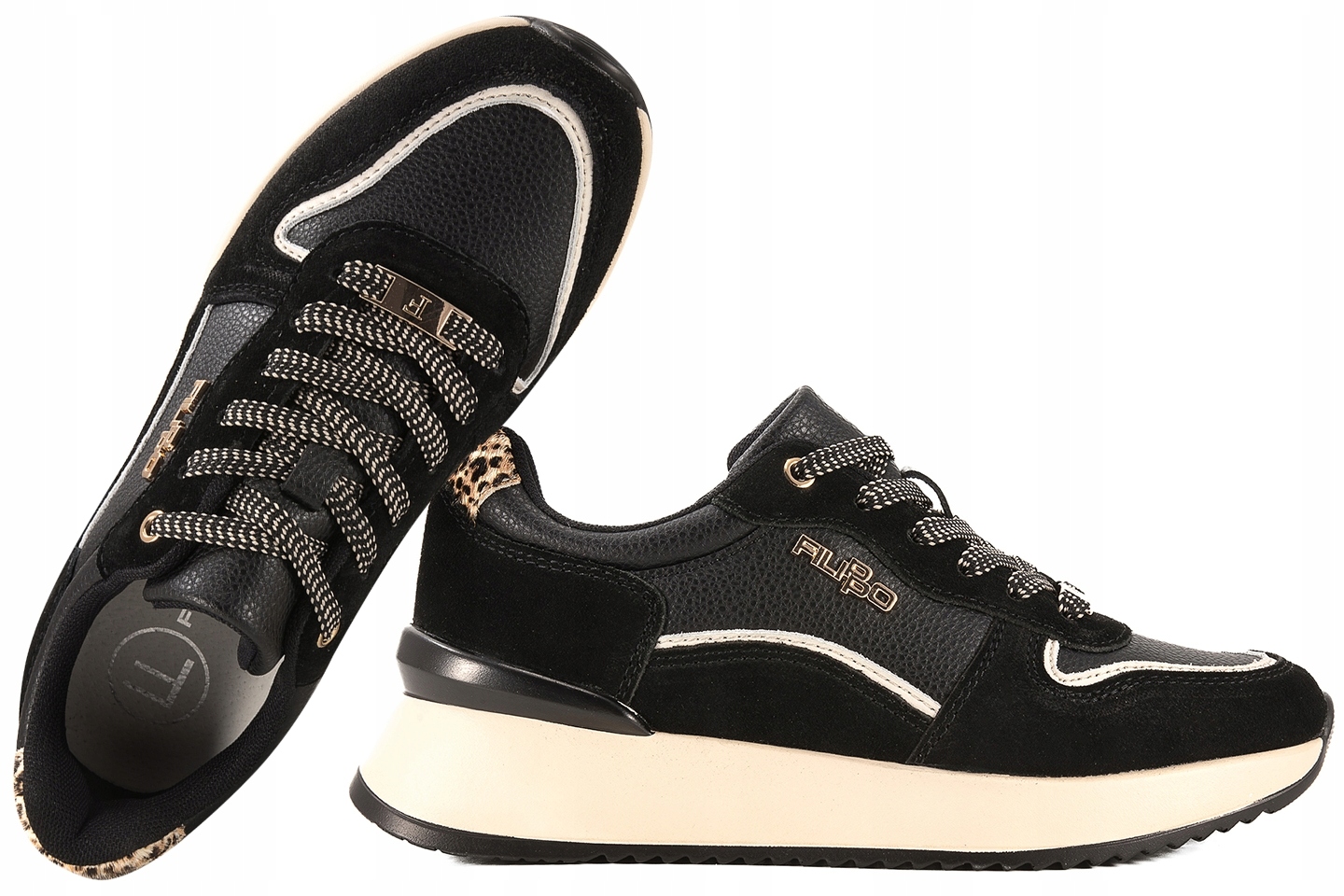 Filippo DP7103 Dámské Polobotky Kožené Tenisky Na Klínku 40 Černá