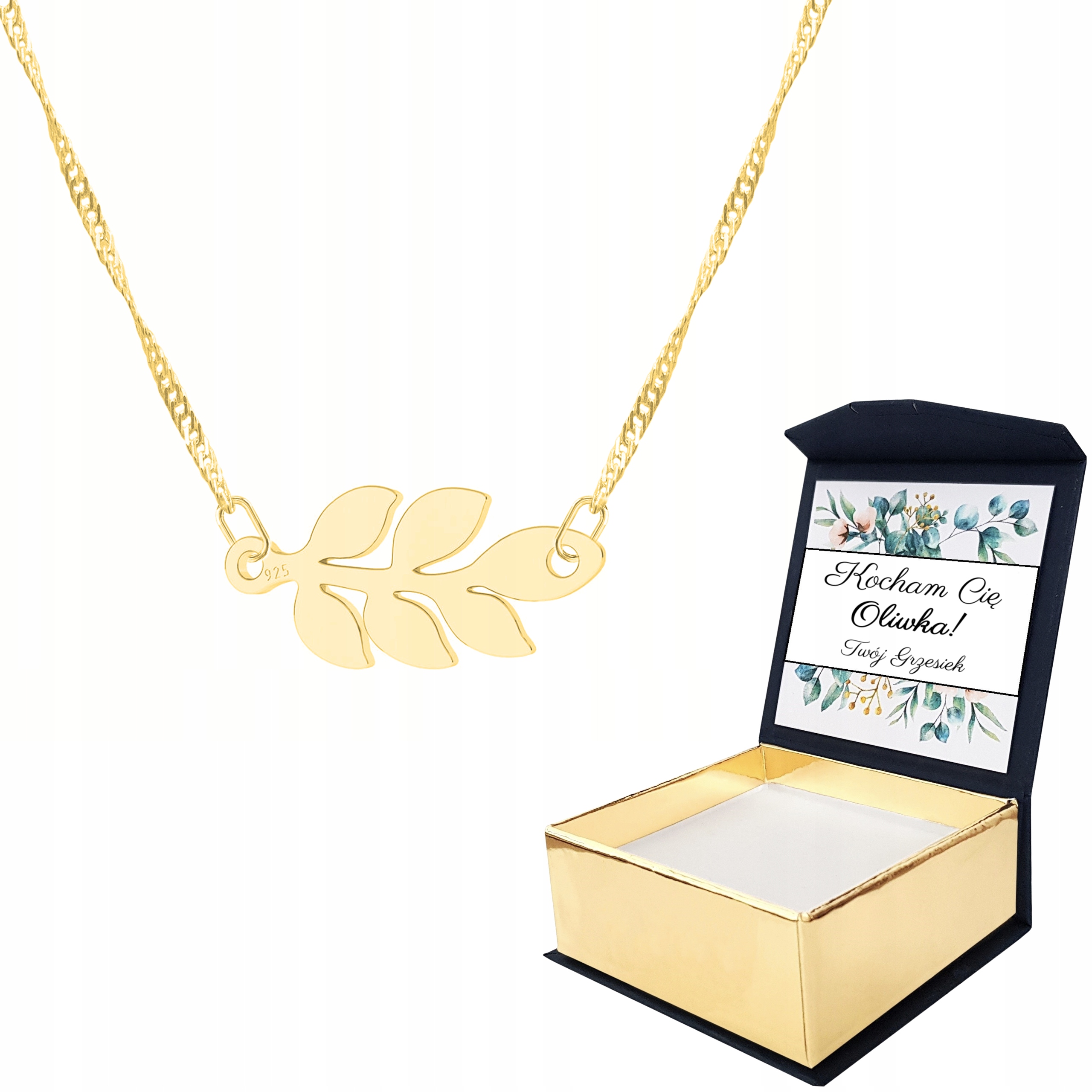 Zlatý náhrdelník 925 Větvička Vlastní Potisk