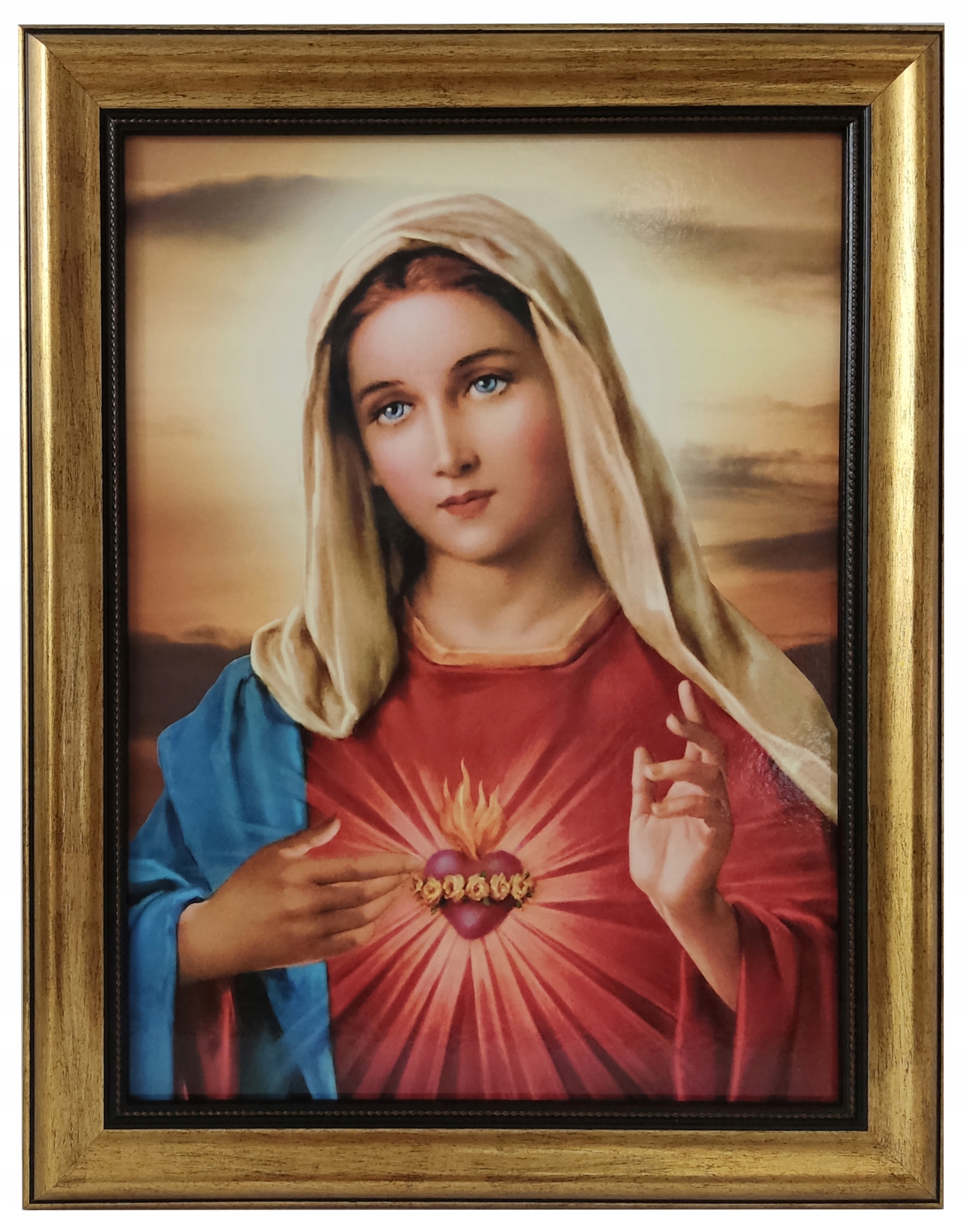 Serce Maryi Święte Obrazy W Złotej Ramie Na Ścianę