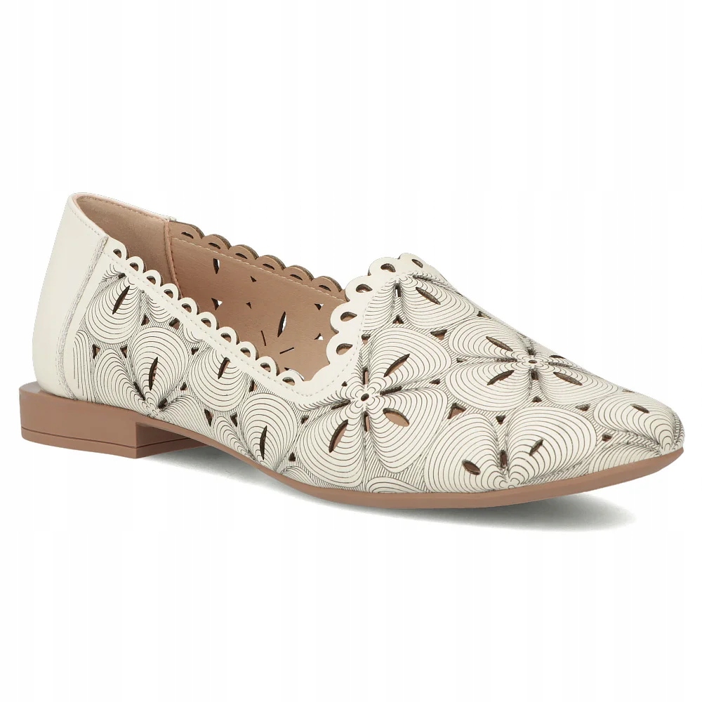 Buty damskie skórzane półbuty Filippo wsuwane beżowe lekkie r.38