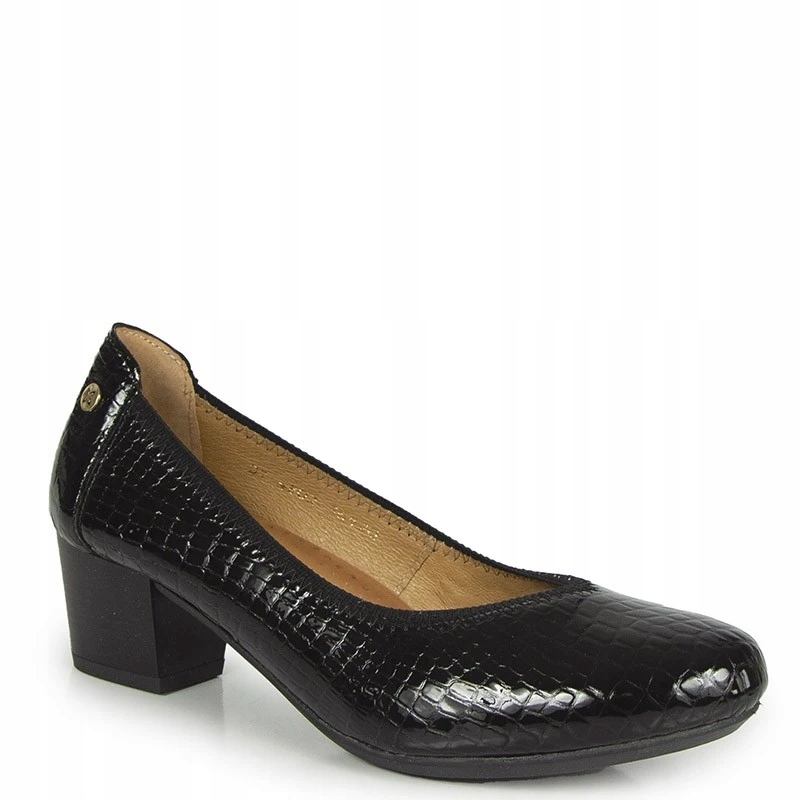 Maciejka 04802-01/00-1 Lodičky Kůže Lak Had Černý 38