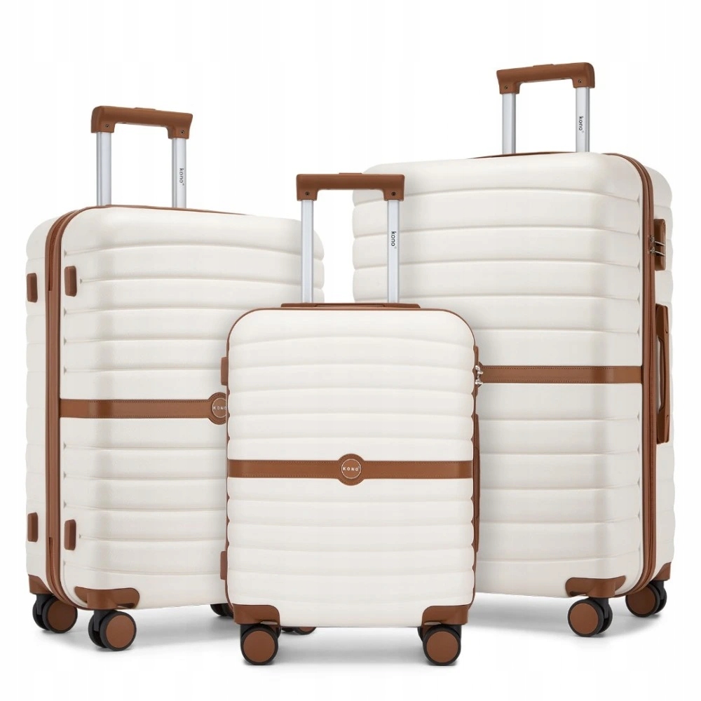 3dílná sada cestovních kufrů Abs Pc Kono 36/62/94 L béžovo-hnědá