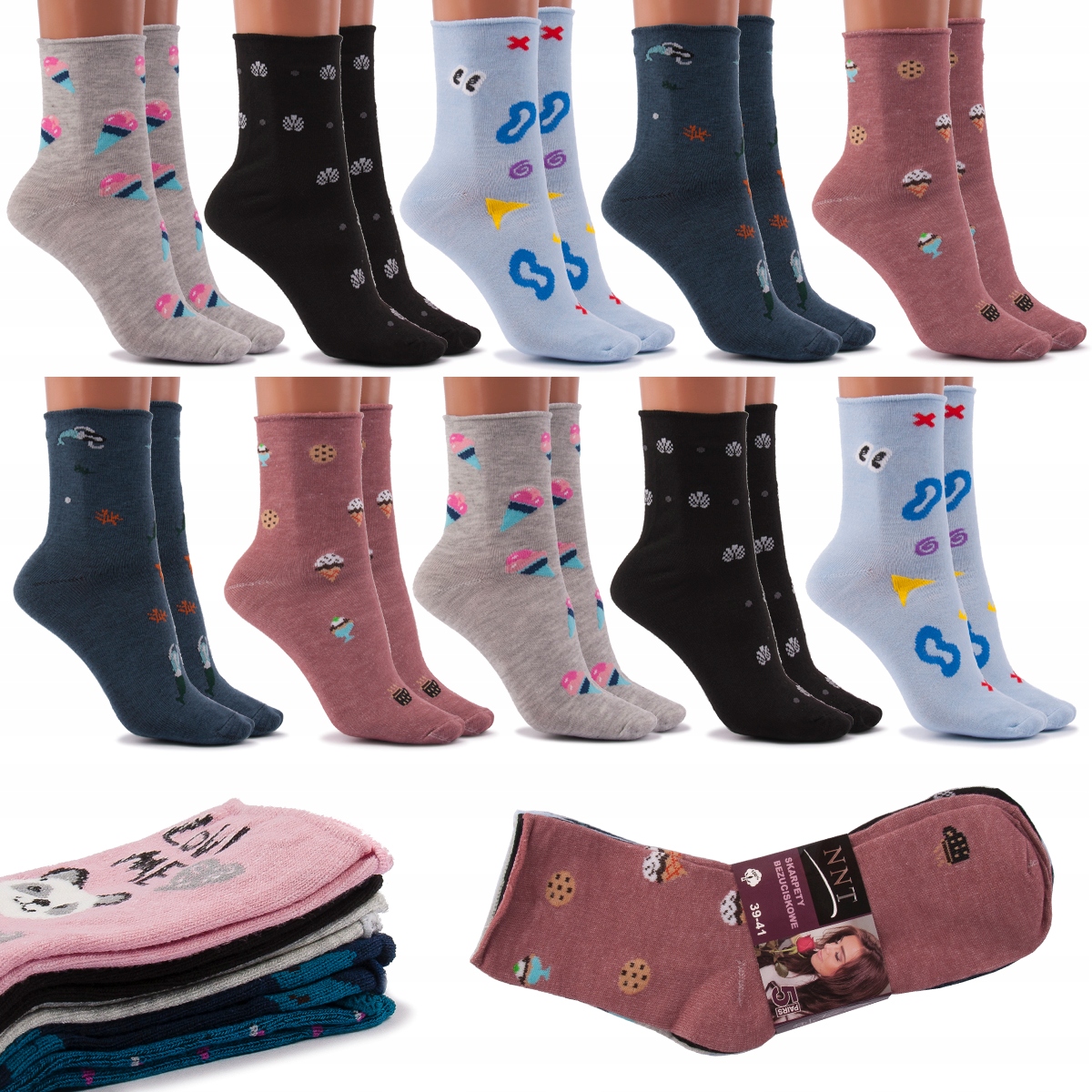 

10x Bezuciskowe Bawełniane skarpetki damskie 39-42