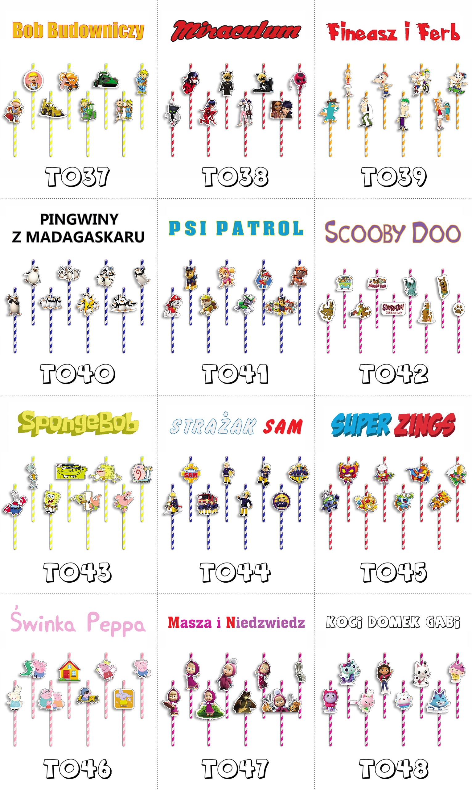 SŁOMKI URODZINOWE Z POSTACIAMI BLUEY 8SZT Długość 19.7 cm