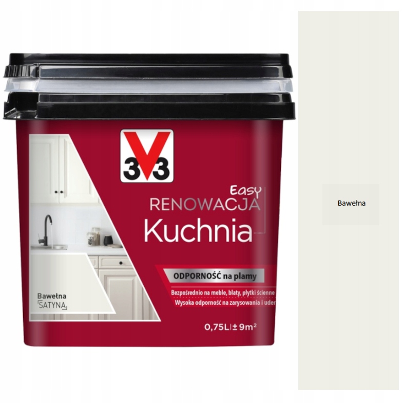 V33 Farba Renowacyjna Do Kuchni blaty, meble, płytki ścienne Bawełna 0,75L